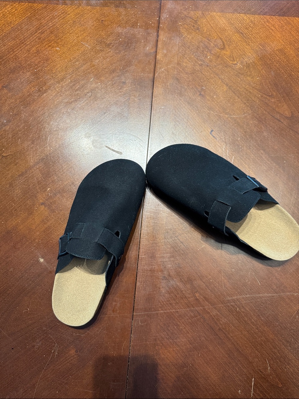 Women's Black Slip-On Suede Mules